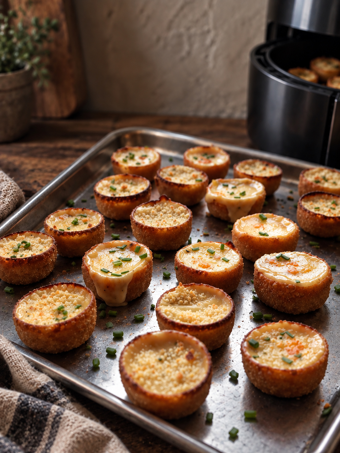Krustader i airfryer, chili cheese bites utan ugn