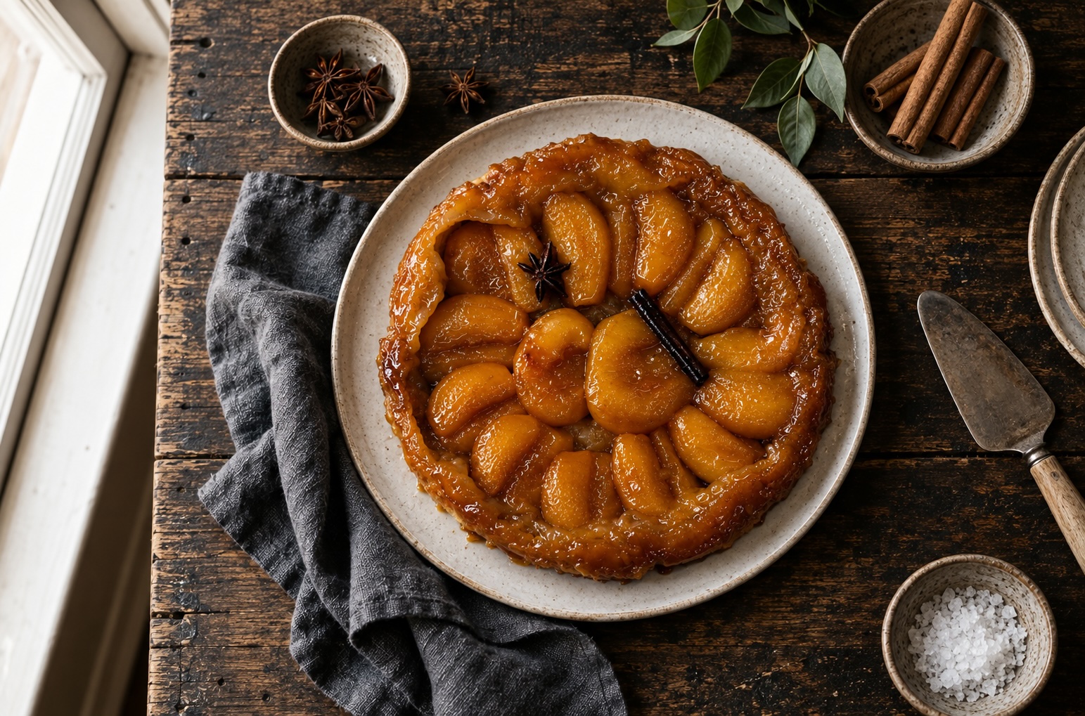 Tarte tatin med kanel, vanilj och stjärnanis